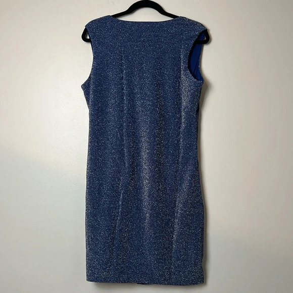SERRA Dark Blue Shimmer Sparkly Ladies Front Knot Sleeveless Dress Size M - Picture 6 of 8